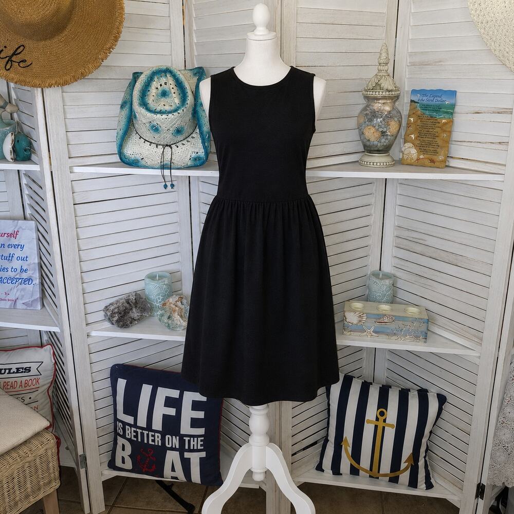 Madewell Stretch Fark Zip Back Knee Length Denim Dress Size M - Picture 1 of 5